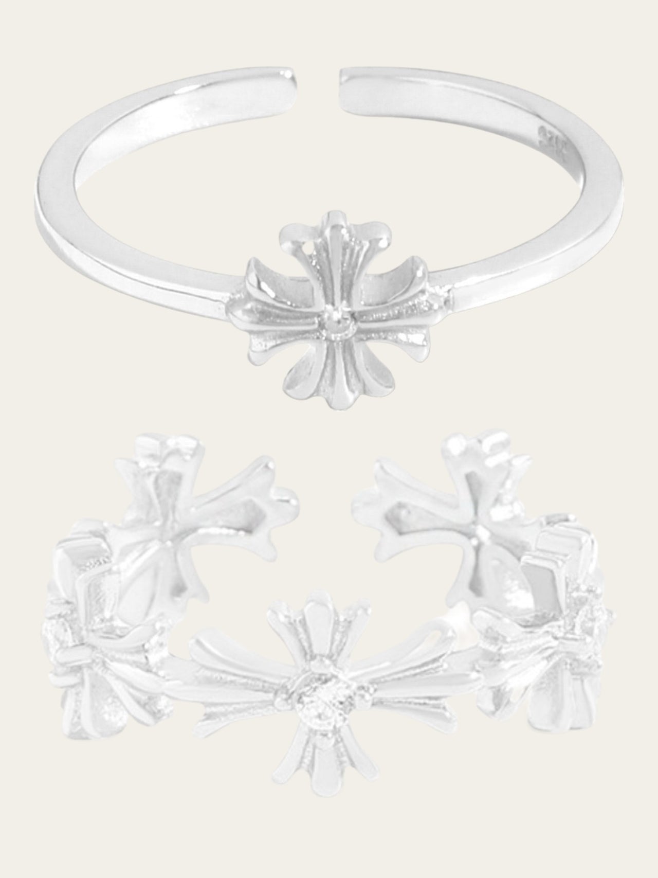 CROSSED OUT RING SET - SILVER