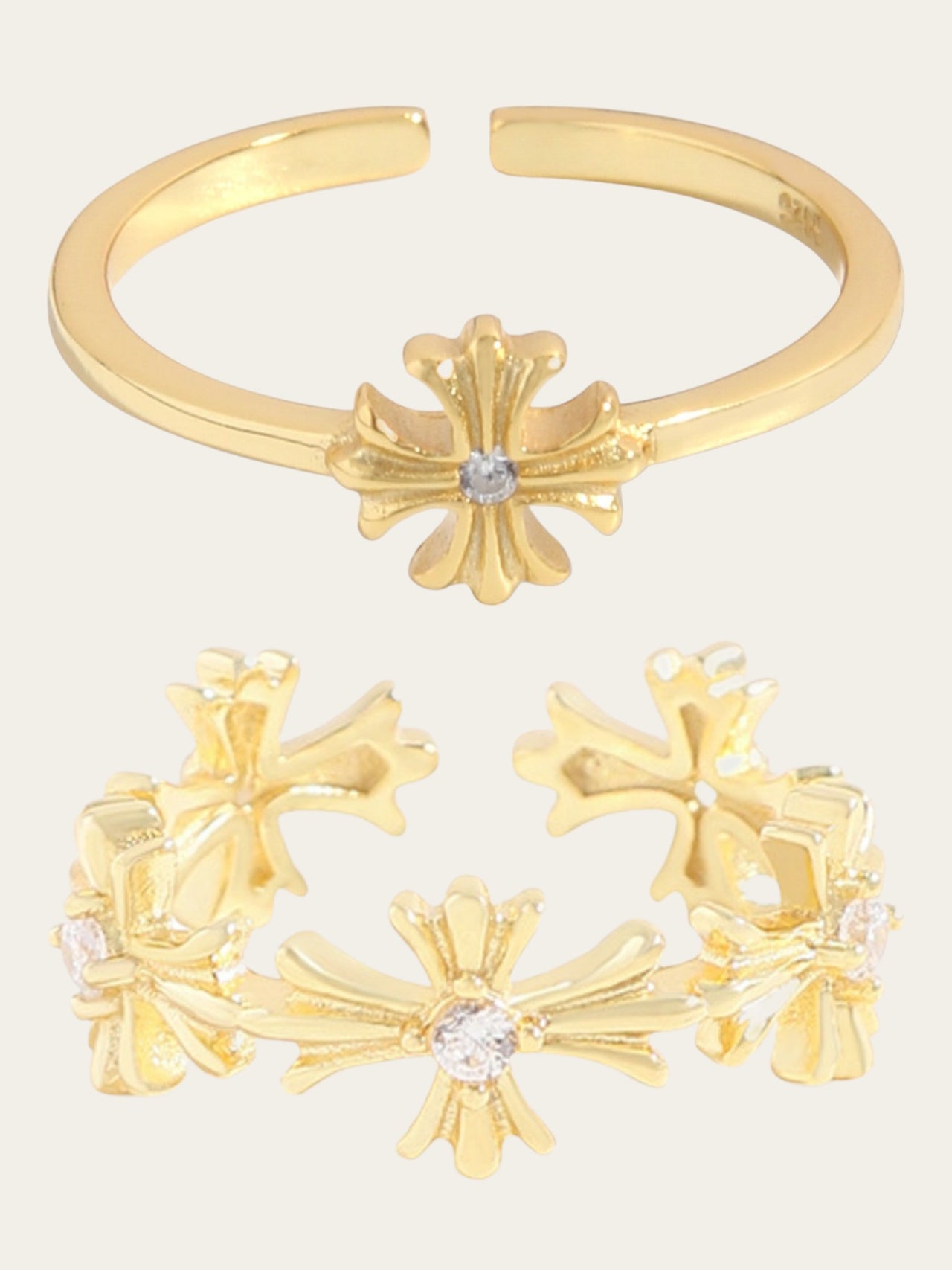 CROSSED OUT RING SET - GOLD