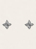 Silver Diamond Flower Earrings