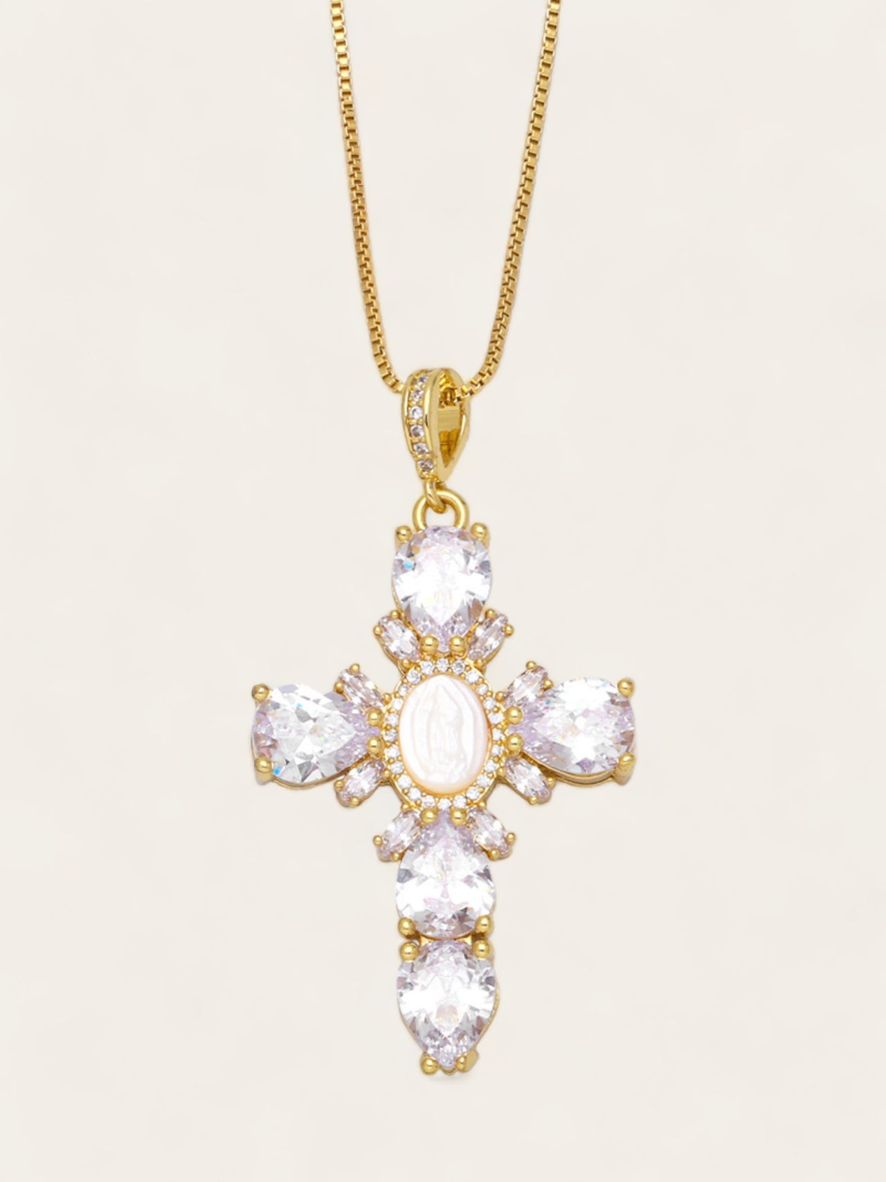 Mary Cross Necklace - Gold