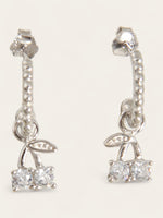Diamond Cherry Earrings - Silver