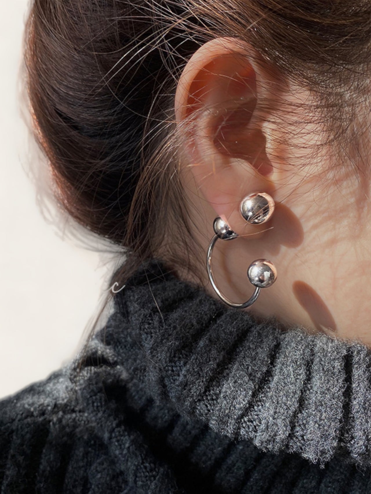 Metal Ball Earrings - Silver