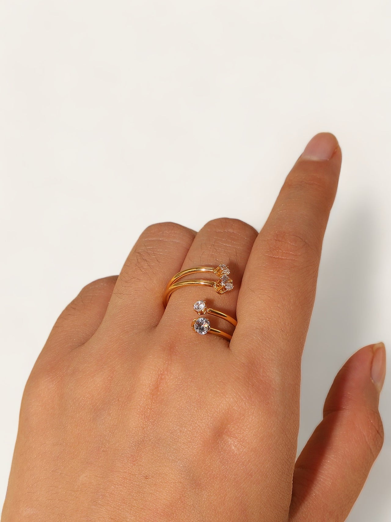 Twisted Double Zircon Ring