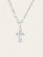 Chunky Small Cross Necklace - Silver