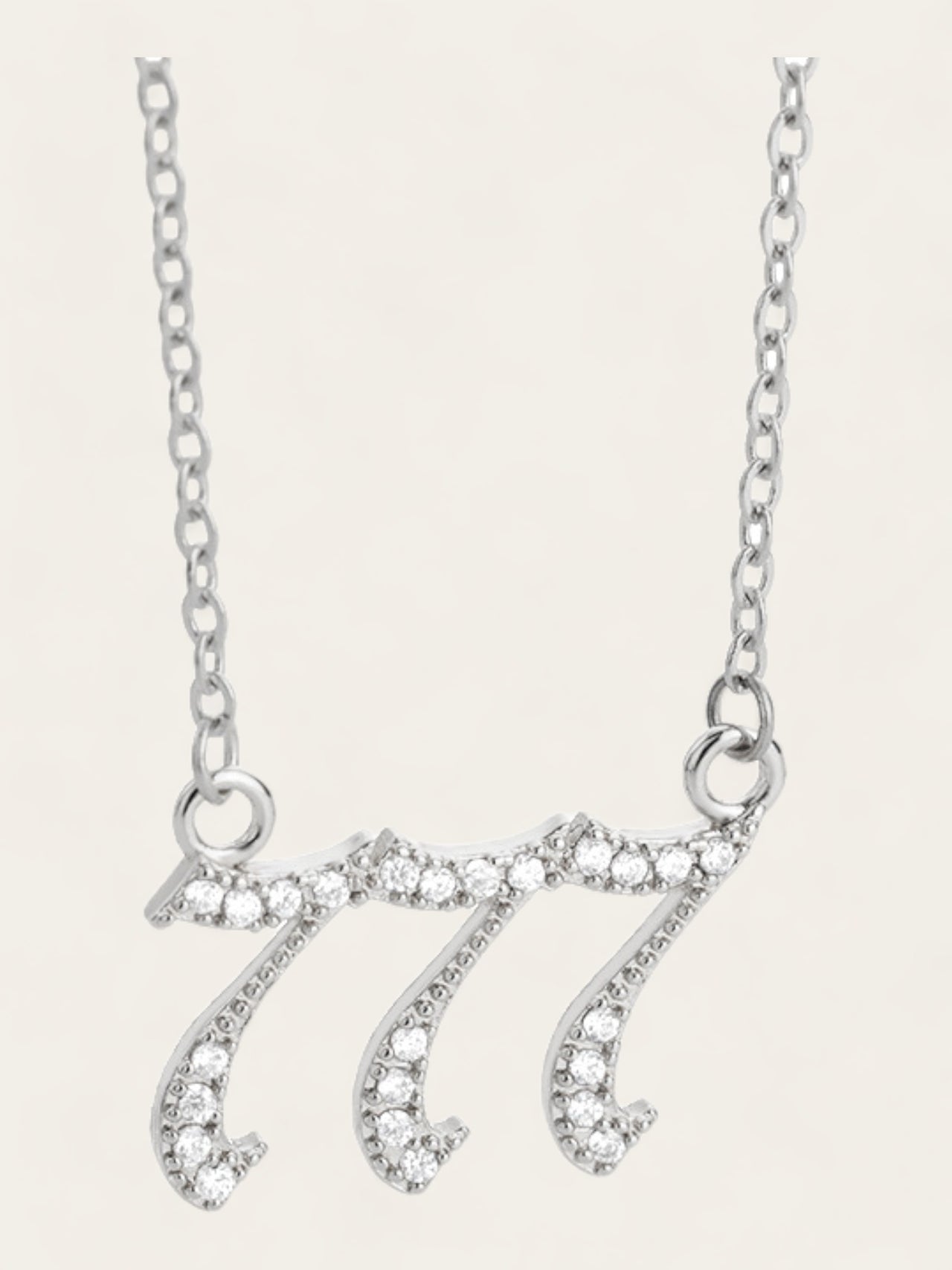 Diamond Angel Number Necklace - Silver