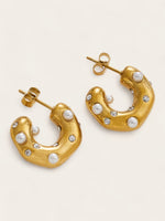 Dotted Pearl Diamond Hoops