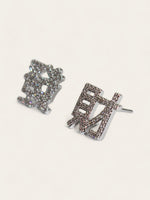 "Get Rich" Silver Crystal Earrings