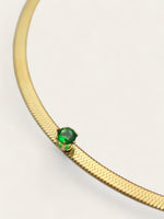 Green Gem Herringbone Chain