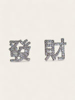 "Get Rich" Silver Crystal Earrings